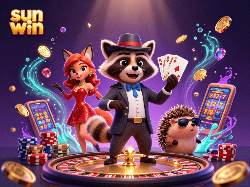 Experience winnings at sun win with a suave raccoon, charming fox, coins, and games.