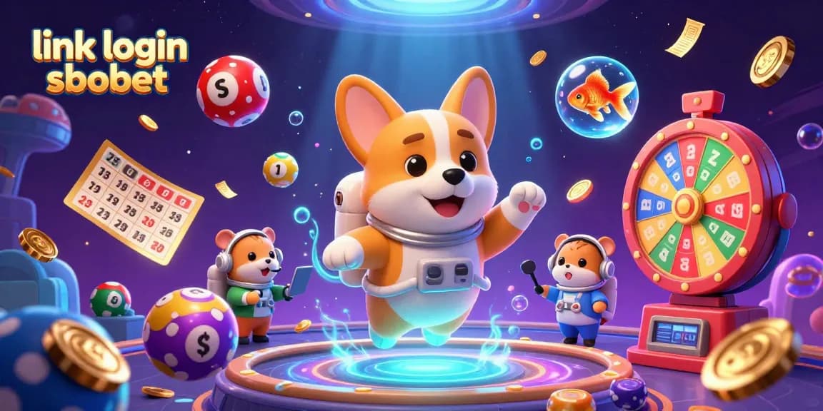 Experience thrilling action with link login sbobet in a vivid casino scene featuring cartoon characters and gambling elements.