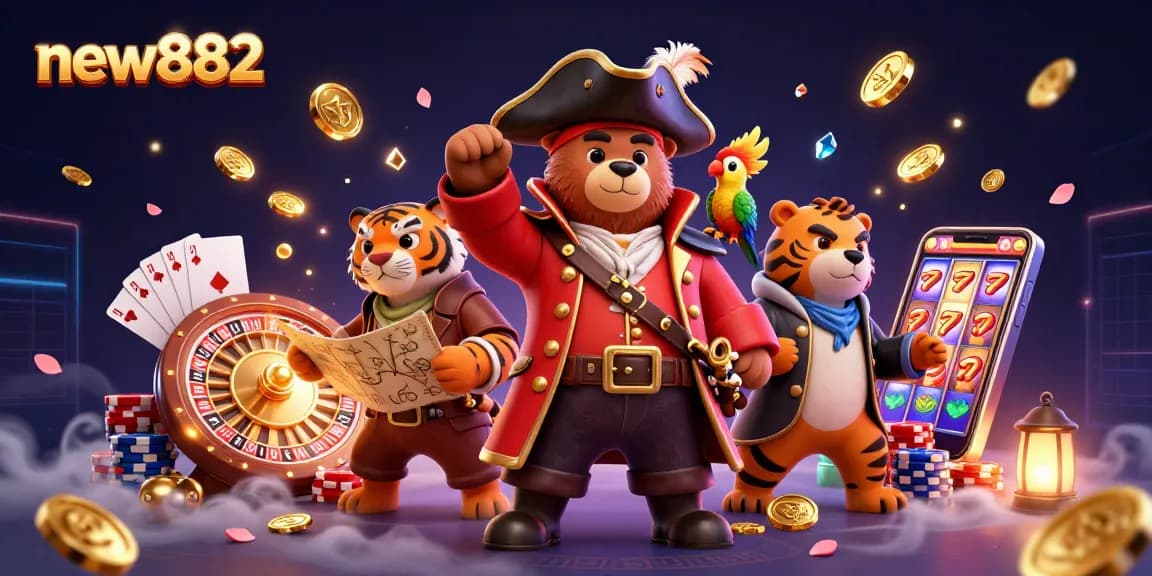 Explore the exciting dynamic world of new882 with thrilling casino adventures illustrated in 3D.