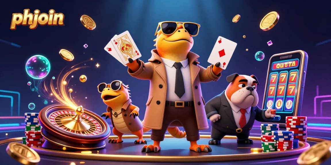 Experience the thrill of phjoin as characters navigate a vibrant casino scene filled with excitement.