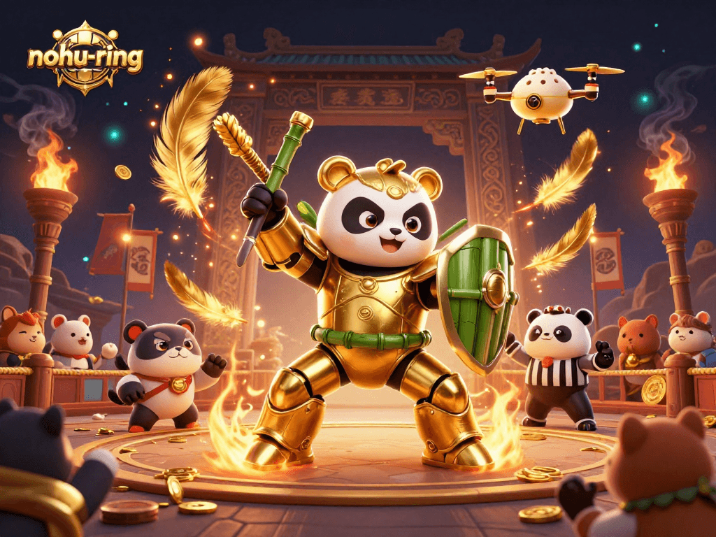 Experience the exhilarating nohu-ring gameplay with dynamic golden characters and vibrant casino elements.