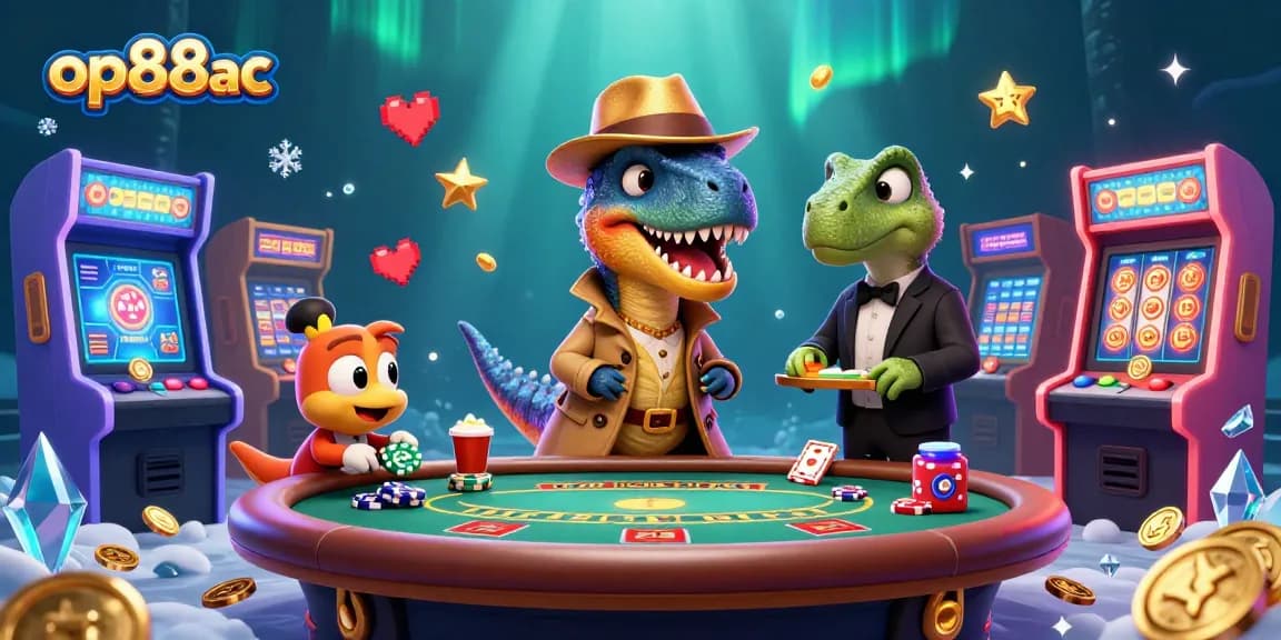 Experience stunning gameplay at op88ac with our dynamic 3D casino illustration featuring animated characters and vibrant gaming elements.