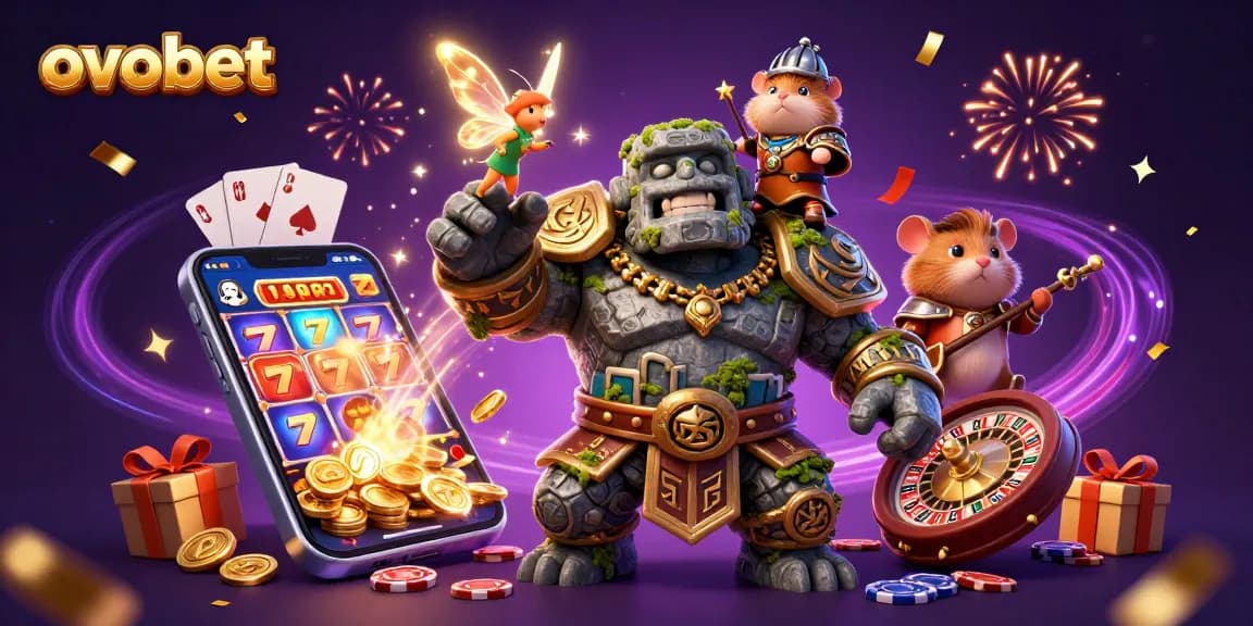 Taruhan seru di ovobet dengan golem penjaga dan peri magis bertabur koin emas