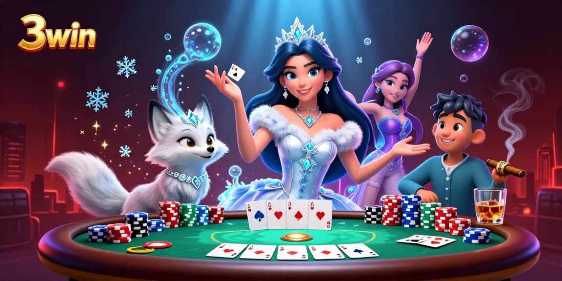 Experience excitement at 3win, showcasing a dynamic poker scene with stunning visuals.