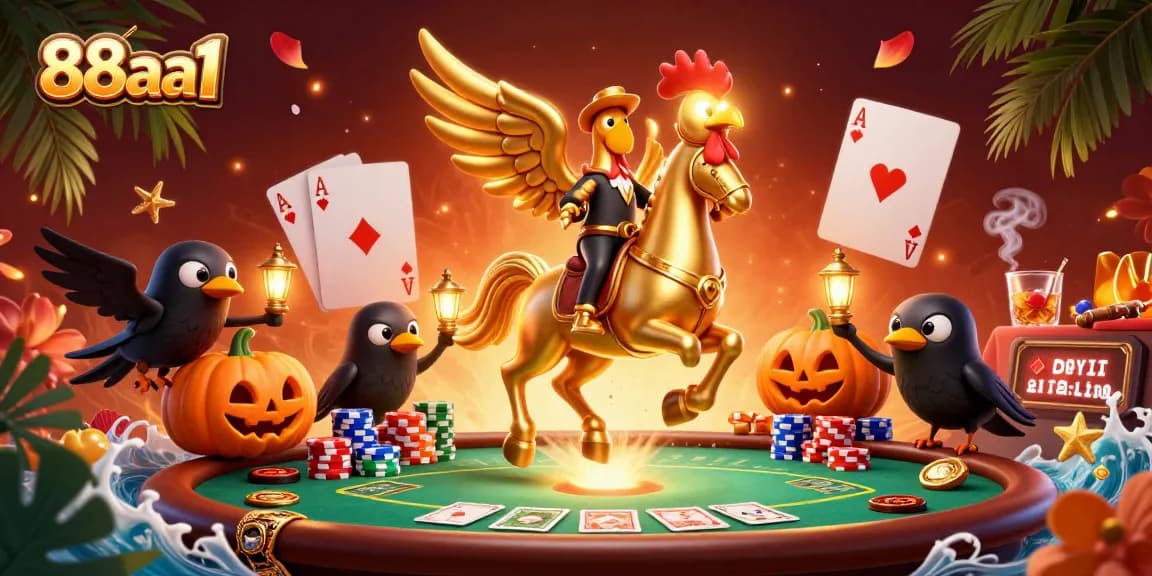 Experience thrilling gameplay at 88aa1 with a golden rooster leading in an exhilarating casino scene.