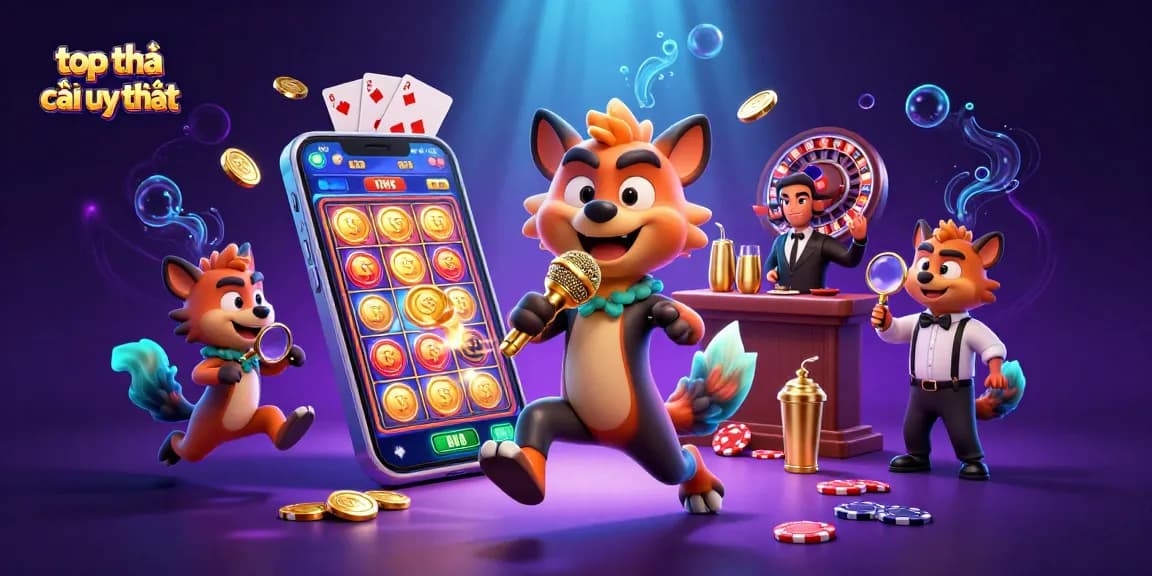 Engaging 3D illustration of the top nhà cái uy tín with hyenas offering casino entertainment and games.
