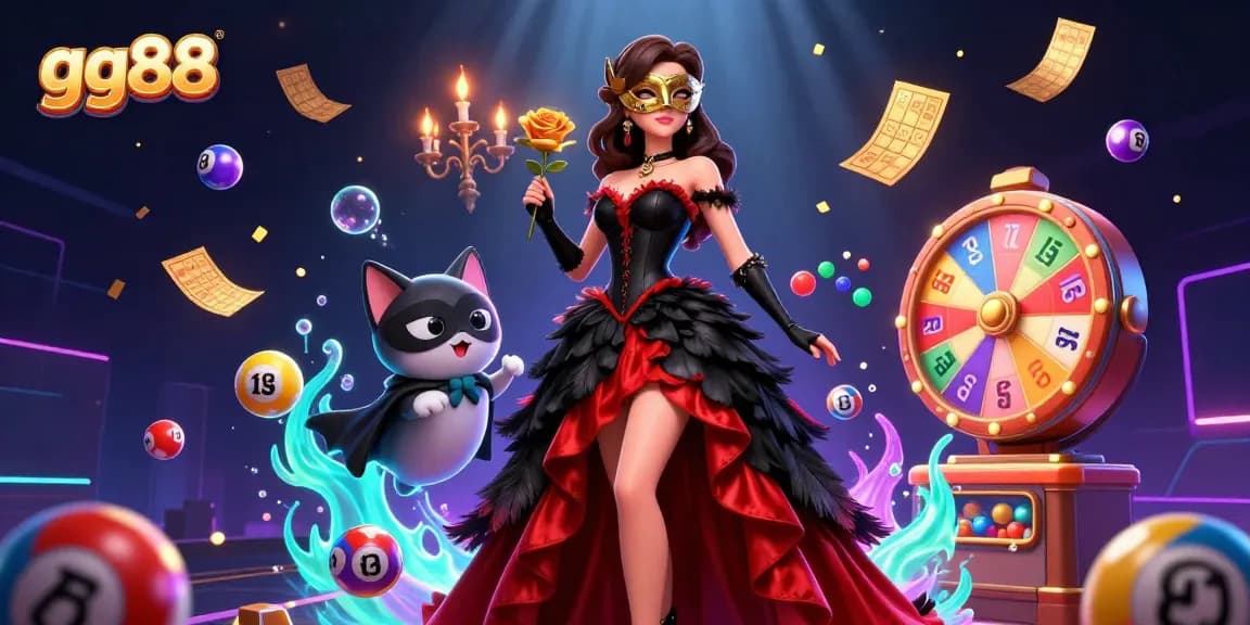 Experience the excitement at gg88 with vibrant lottery elements and captivating casino characters.