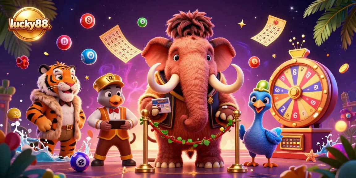 Experience luxury gaming with lucky88. Casino-themed characters, exciting game elements, and vibrant atmosphere.