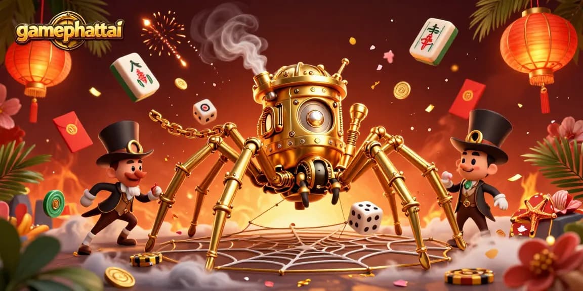 Engage with the gamephattai experience through a vibrant steampunk-themed casino illustration.
