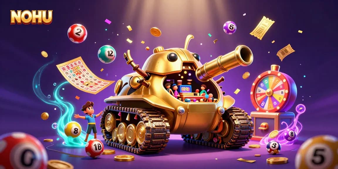Experience the thrill of NOHU's creative casino scene with energetic characters and dynamic game elements.