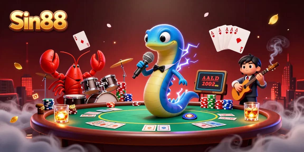 Experience thrilling gameplay at Sin88 with colorful poker elements and lively underwater characters.