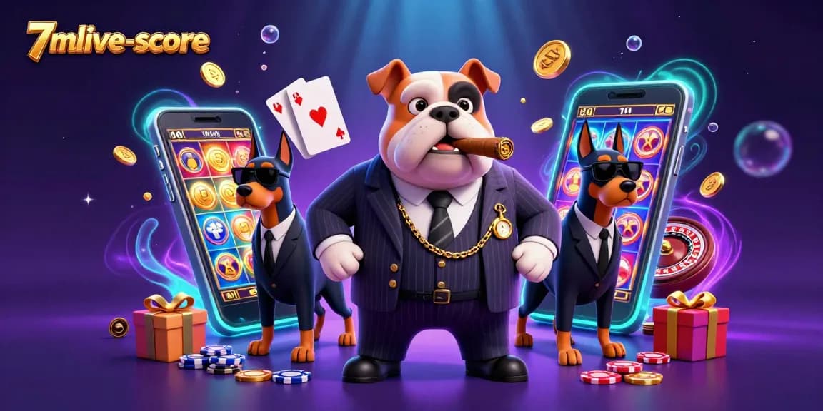 Experience thrilling gameplay with 7mlive-score, featuring mafia-themed characters and gambling elements.