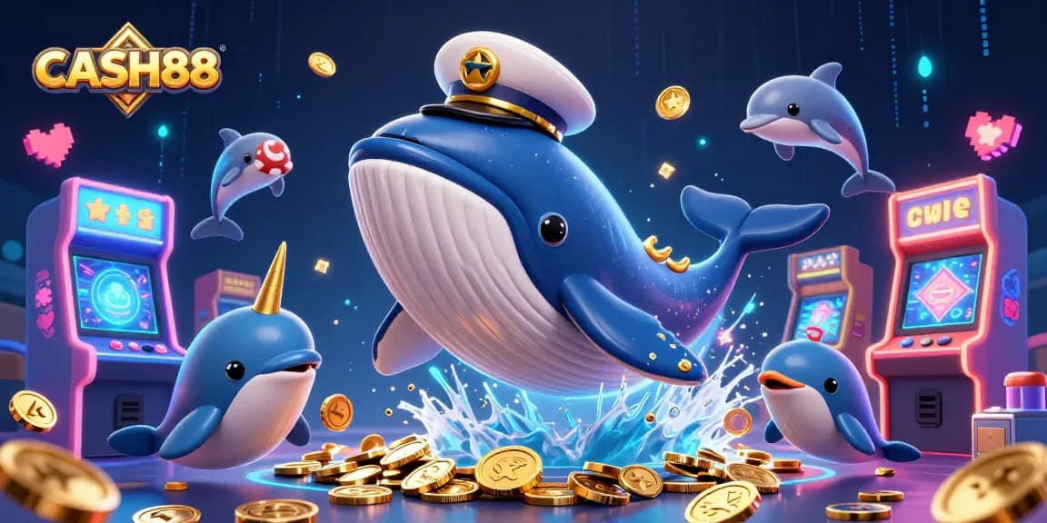 CASH88 players enjoy thrilling casino experiences with an epic whale in 3D illustration.