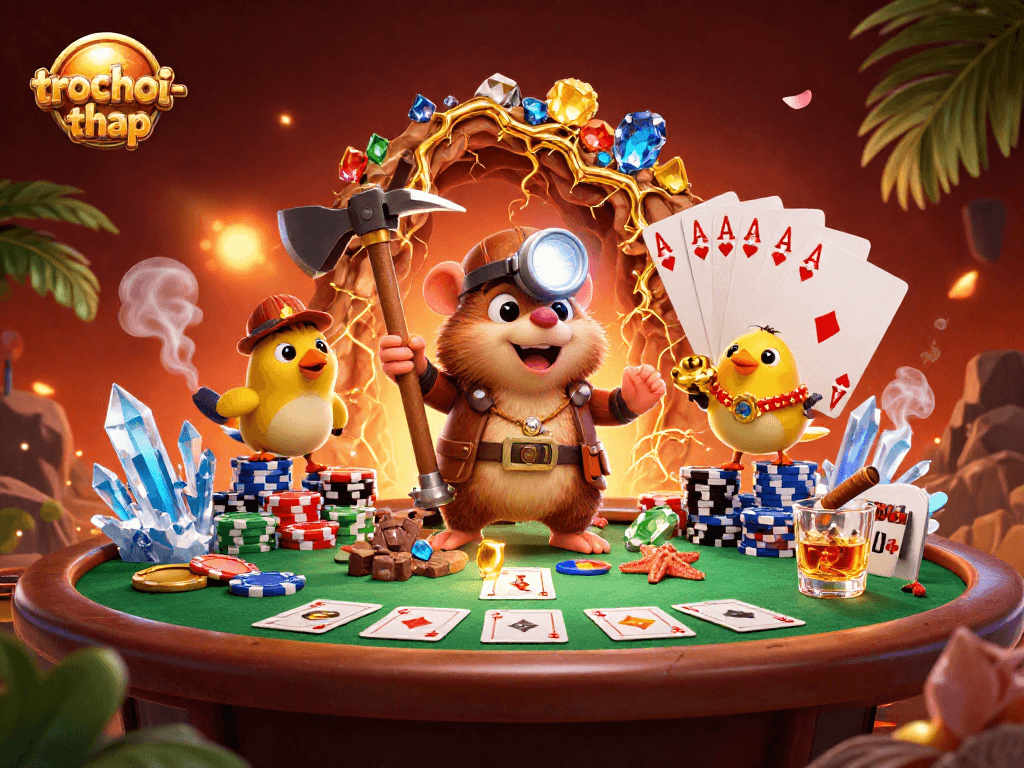 Experience trochoi-thap gameplay with treasure hunting moles showcasing casino excitement.