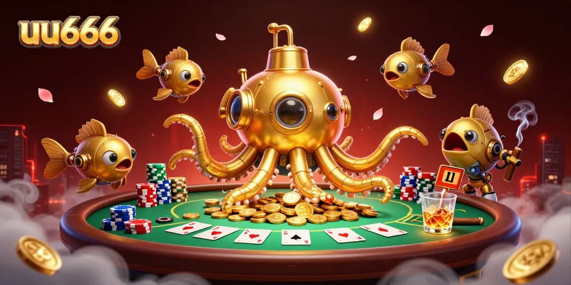 Join the action at uu666 with a vibrant 3D cartoon scene of poker excitement.