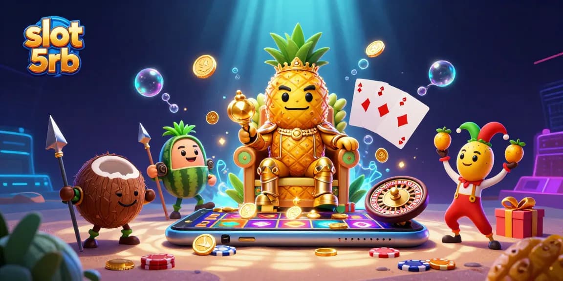 Experience slot 5rb action with a vibrant casino scene including a golden pineapple king and dynamic game elements.