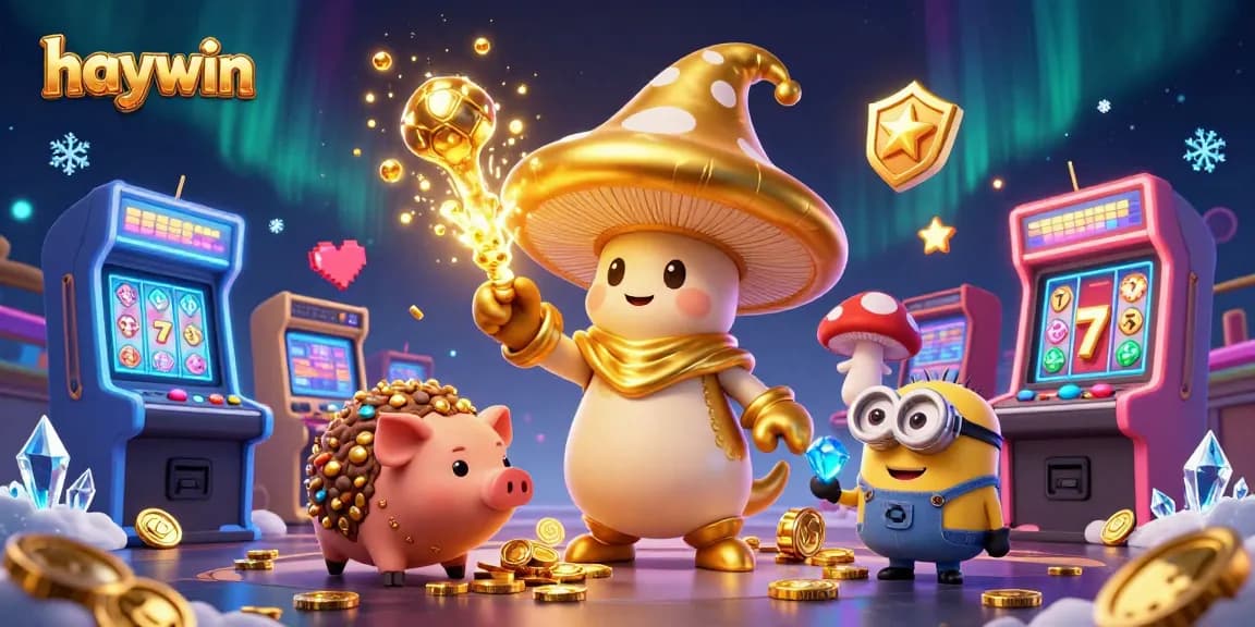 Experience fun and thrill with haywin's casino games in a vibrant digital illustration.