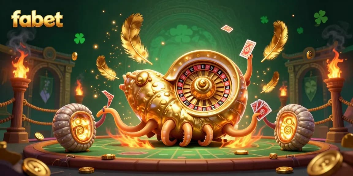 Experience the thrill at fabet with a vibrant 3D nautilus roulette scene, filled with casino elements.