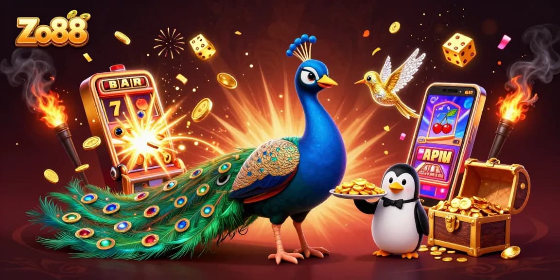 Play exciting games and win big at Zo88, featuring vibrant casino elements and captivating characters.