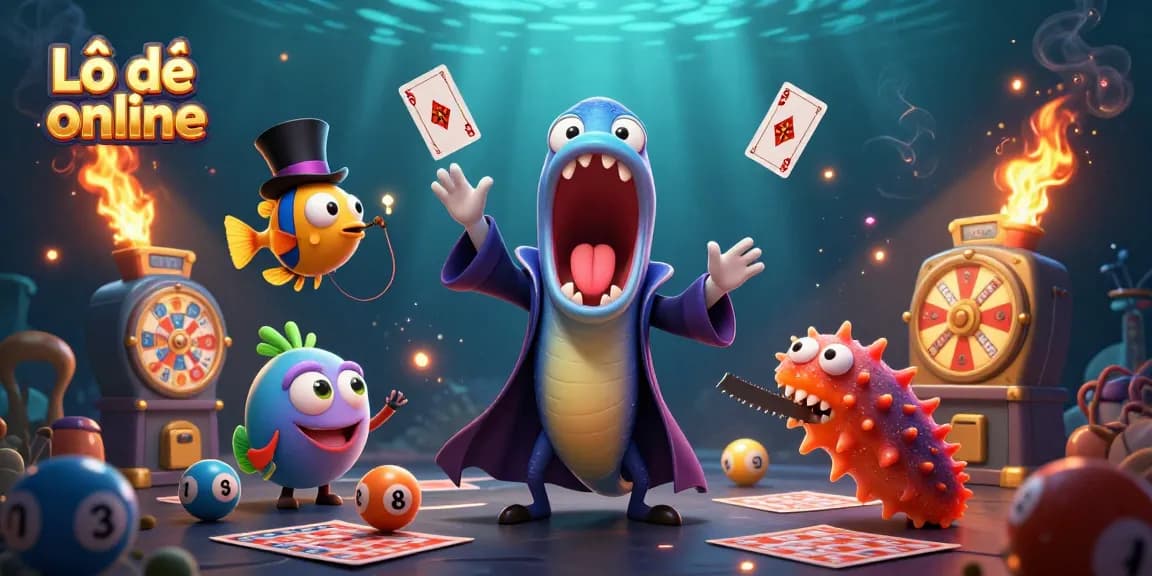 Explore Lô đề online with engaging characters in a vibrant lottery casino scene.