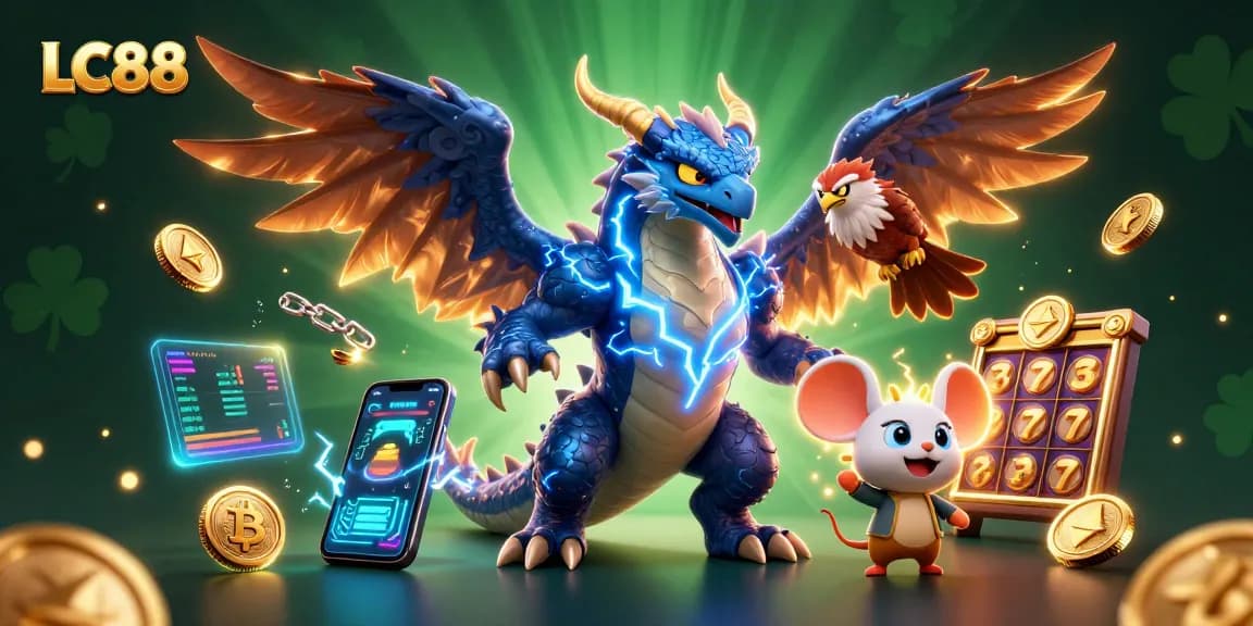 Join the thrilling experience at LC88, featuring energetic characters and vibrant gaming elements.