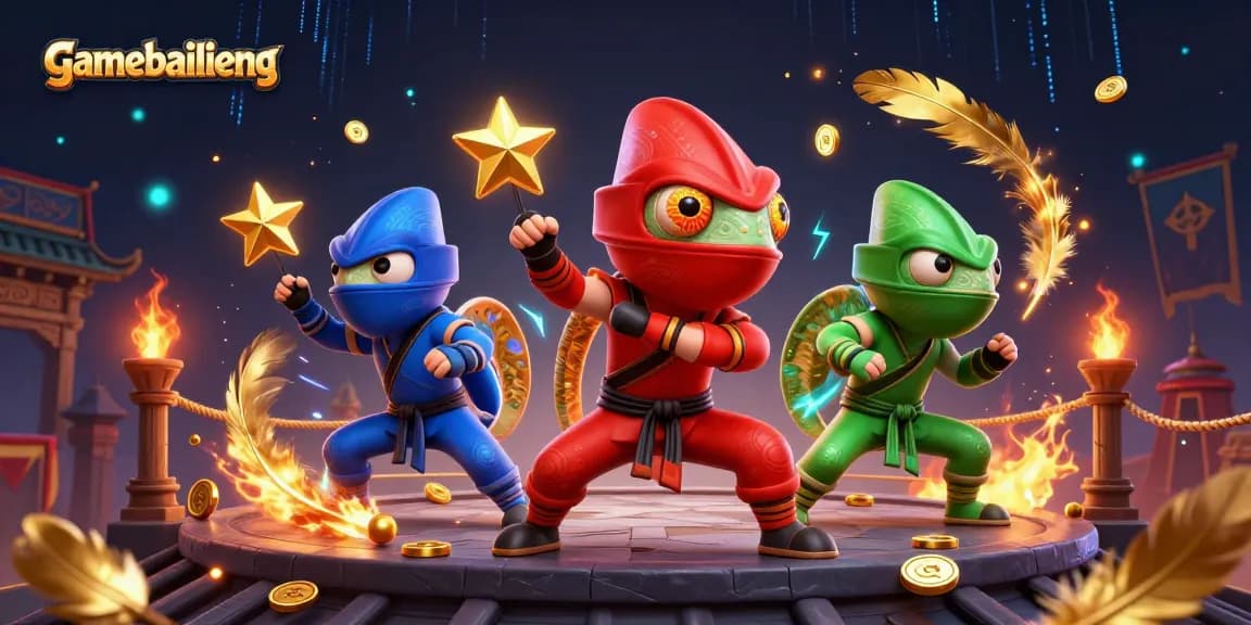 gamebailieng showcases strategic action in a vibrant casino-themed battle scene.