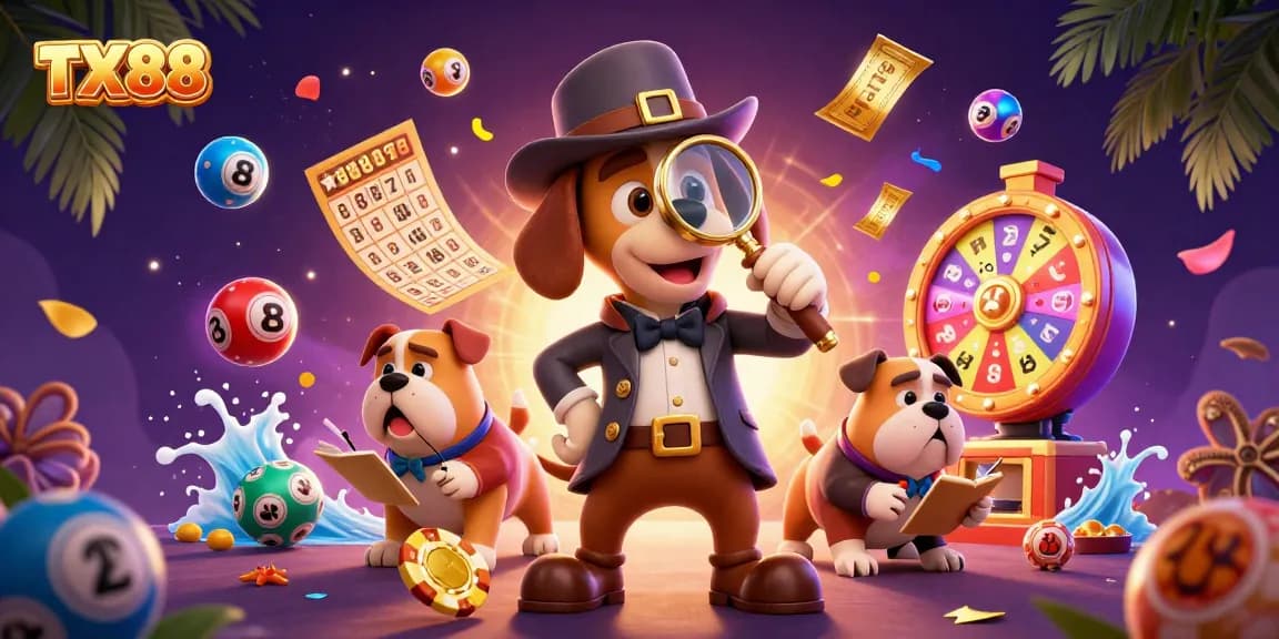 Engage in thrilling gaming with TX88's lively casino scene filled with colorful lottery elements.