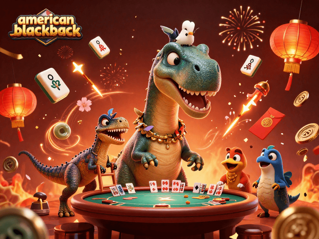 Experience the excitement of american-blackjack with a vibrant casino scene featuring dynamic characters.