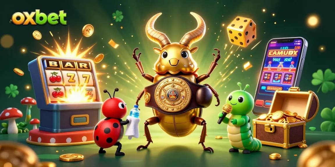 Experience thrilling jackpots at oxbet with vibrant 3D characters in an exciting casino scene.