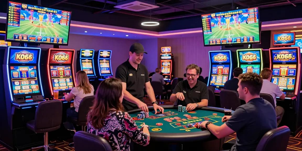 Exciting KO66 casino scene with players enjoying vibrant gaming experience.