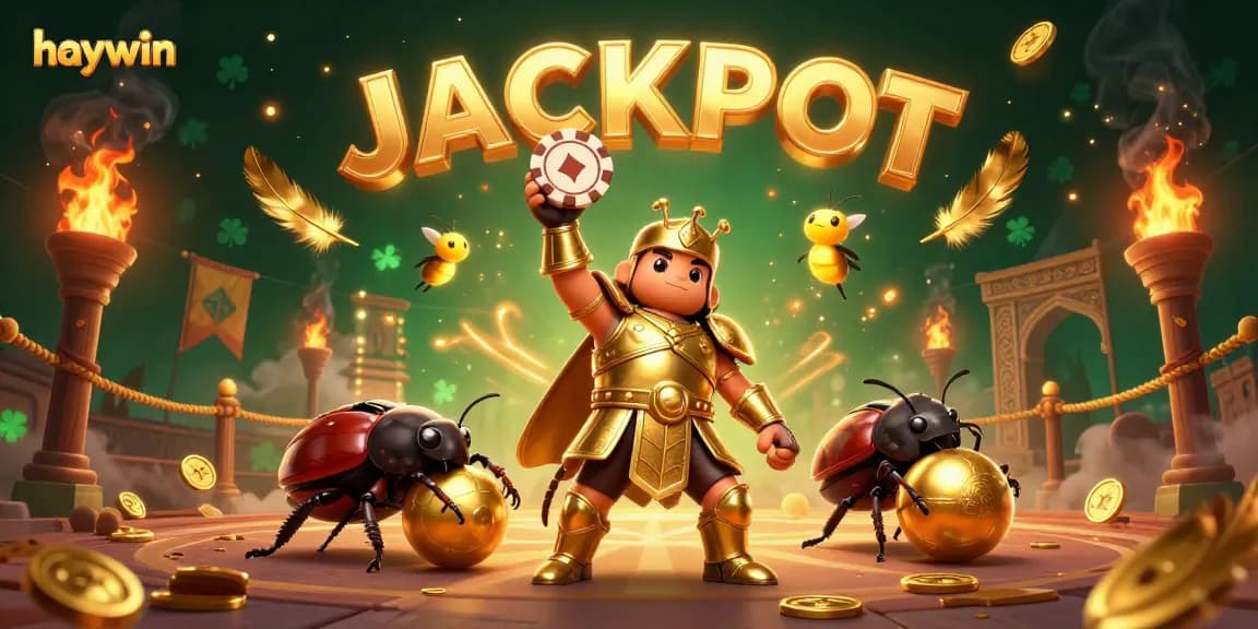 Engage with haywin's vibrant casino adventures featuring a beetle champion and jackpot sparks!