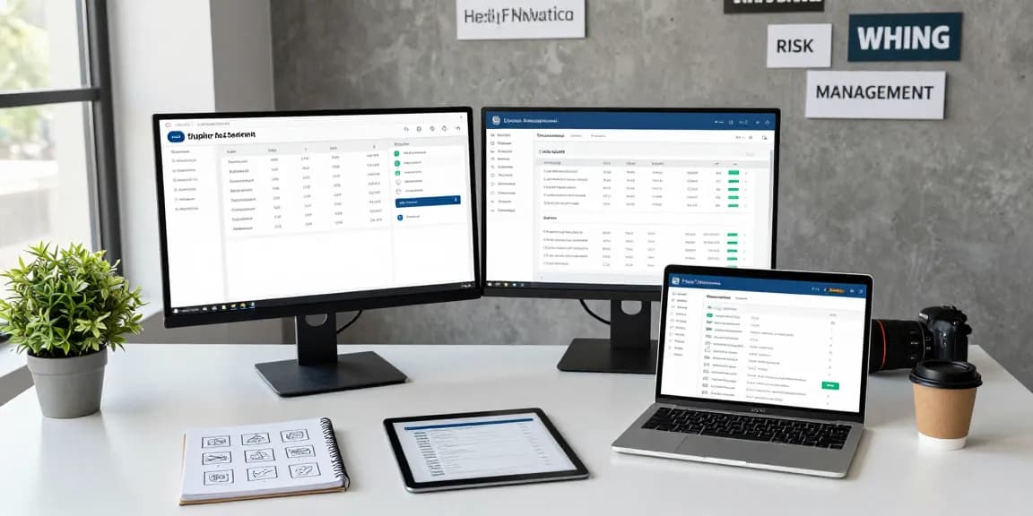 Comprehensive third-party risk management workspace with analytics displays and collaborative tools for effective supplier assessments.