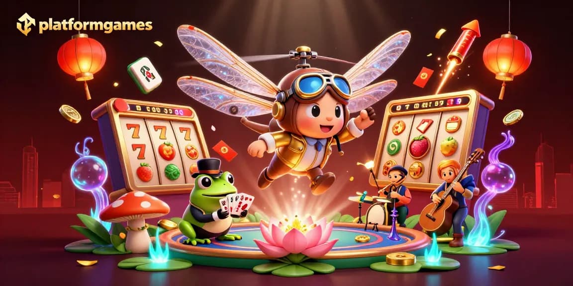 Experience platformgames' thrilling slots in an enchanting fantasy casino scene with vibrant characters.