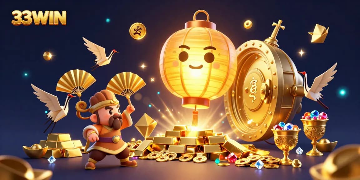 Experience thrilling moments at 33WIN casino with vibrant characters and dazzling treasures.