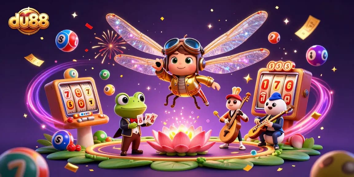Win big at du88 casino with a vibrant 3D cartoon scene featuring exciting gameplay elements.