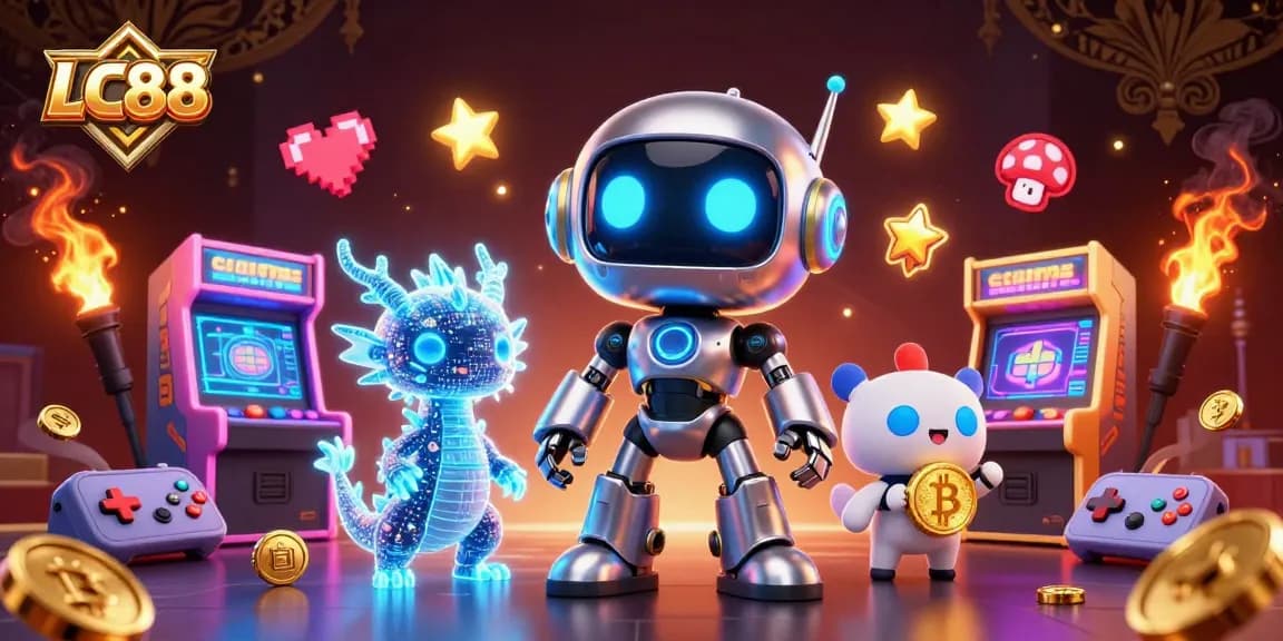 Engage with immersive gaming excitement at LC88, featuring vibrant characters and casino elements.