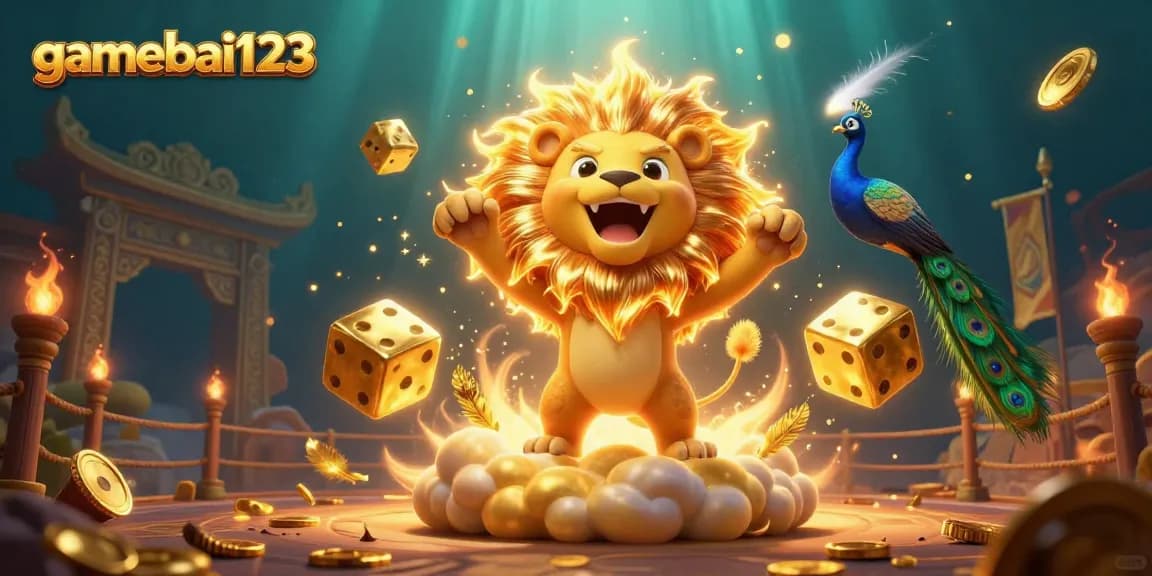 Engage in thrilling gameplay at gamebai123 with a majestic lion and cosmic dice.