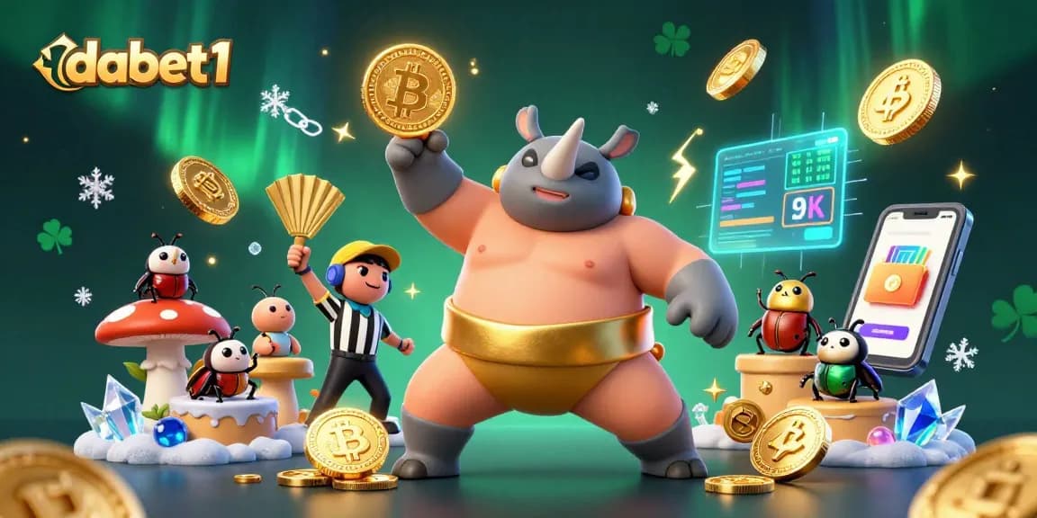 Experience thrilling gameplay with dabet1 in this dynamic 3D casino scene featuring crypto elements.