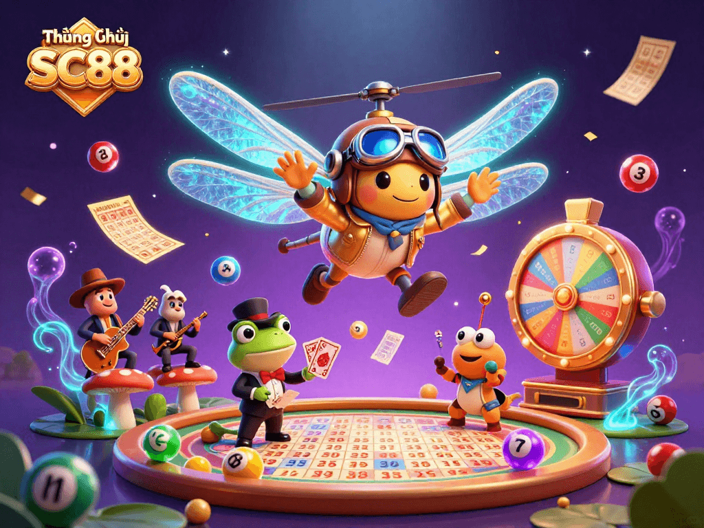 Experience thrilling moments with Thương hiệu SC88 as the frog croupier deals cards at the lily pad casino.