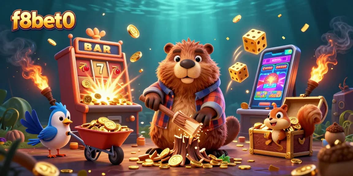 Experience the thrill of f8bet0 with our exciting gaming action scene featuring cartoon characters and slots.
