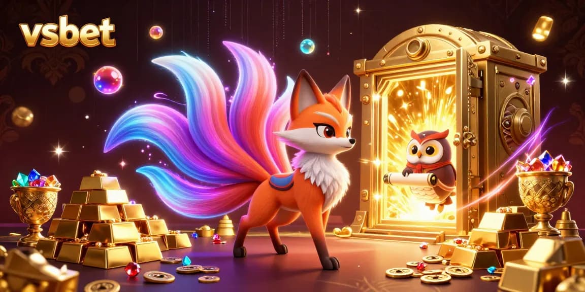 Experience thrilling wins at vsbet with a vibrant 3D casino illustration showcasing sparkling riches and engaging gaming elements.
