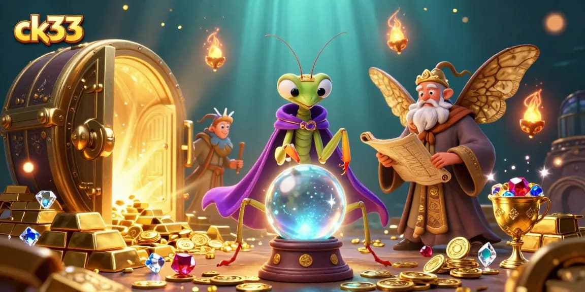 Experience thrilling wins with ck33 in this vibrant casino-inspired fantasy scene.