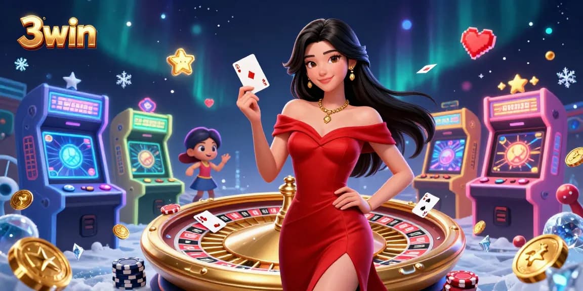 Experience the thrill of winning at 3win with a beautiful dealer presenting exciting casino games.