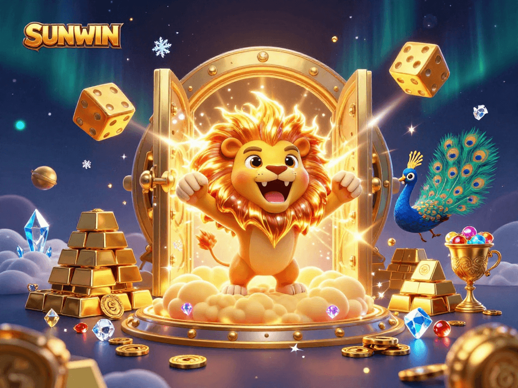 Experience thrilling adventures at SUNWIN with a vibrant 3D illustration showcasing the excitement of online gaming.