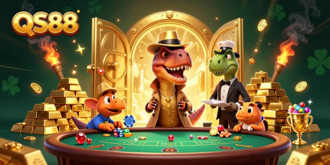 Experience the thrill of QS88 as a velociraptor card counter attempts to blend in at a blackjack table.