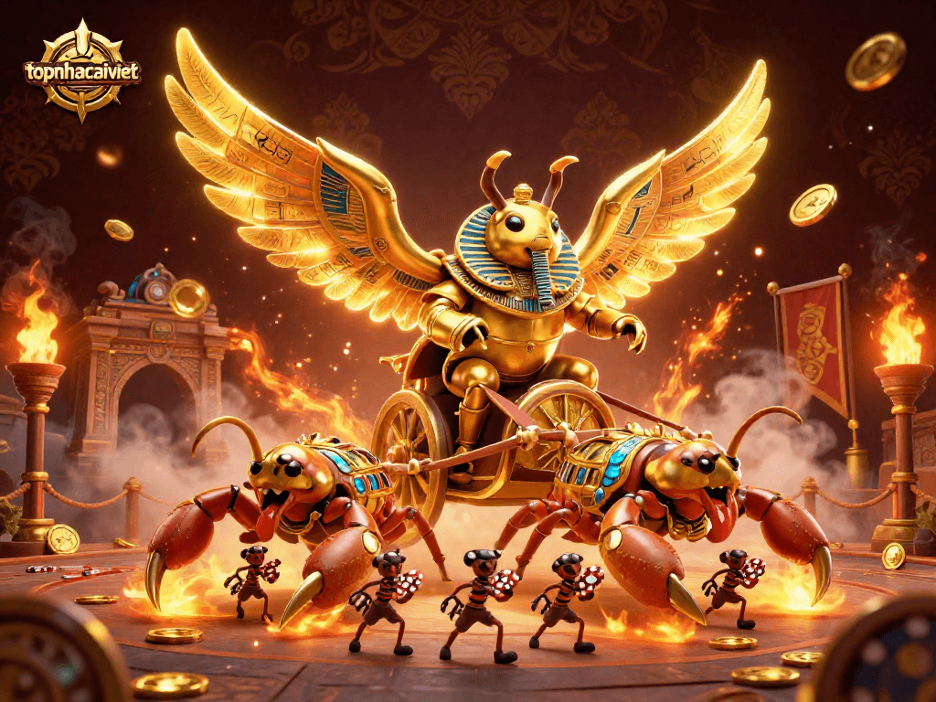 Topnhacaiviet features a vibrant 3D casino scene with rich characters and dynamic casino elements.
