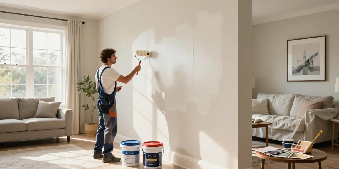 Lincoln painter and decorator showing professional quality work in a beautifully painted living room.