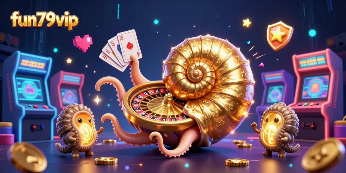 Experience the vibrant world of fun79vip with a captivating nautilus roulette and glowing game machines.