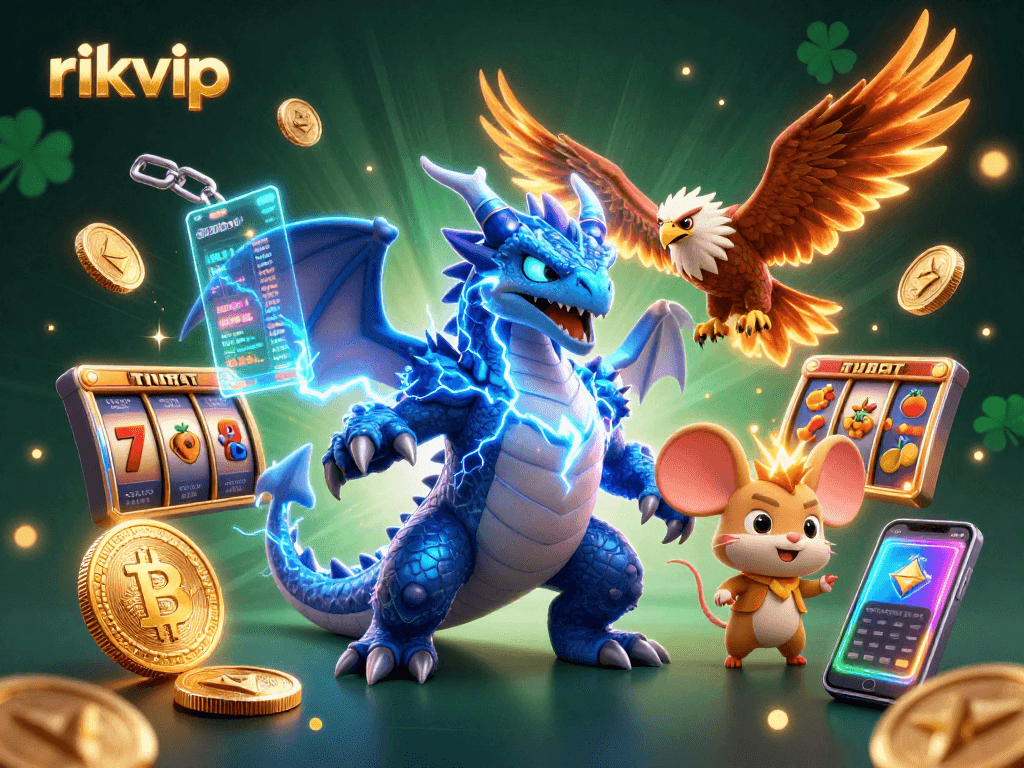 Experience exciting gameplay with rikvip as dynamic characters and slot symbols electrify the scene.