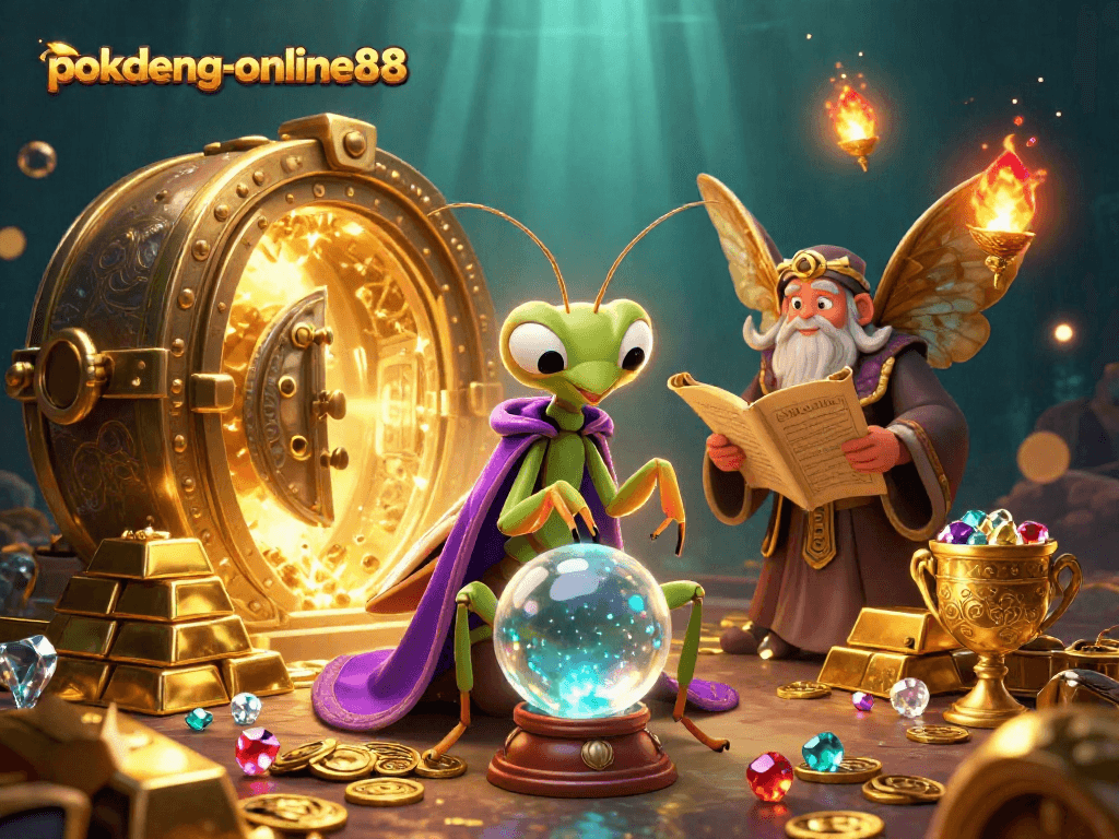 Engage in thrilling strategies with pokdeng-online88's vibrant casino-inspired fantasy scene.